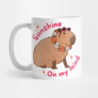 Sunshine on my mind a cute capybara ready for Summer vacation Mug